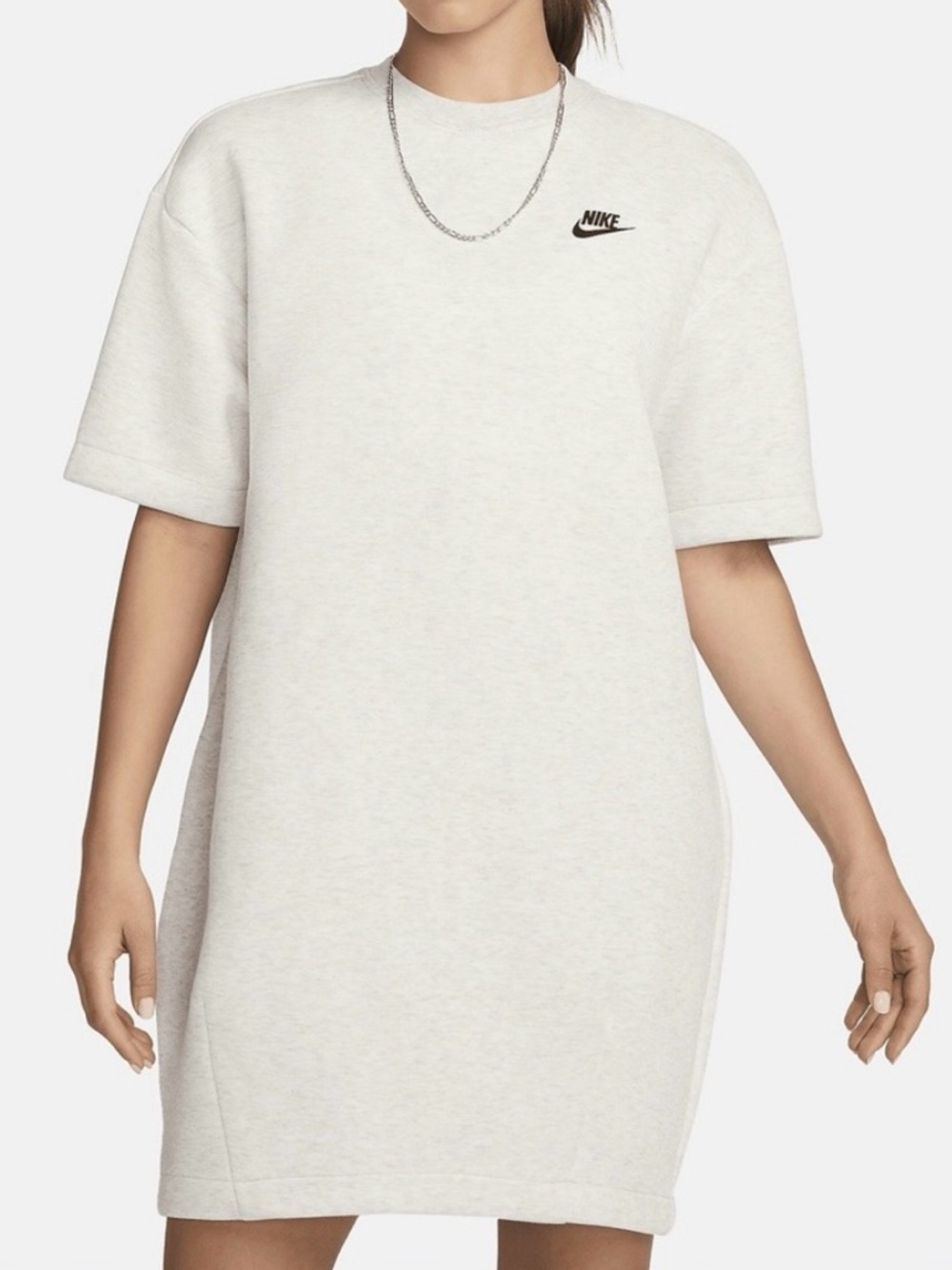 Nike Sportswear Tech Fleece Mini Oversized Dress Pale Ivory/Black Med NWT - Picture 4 of 5